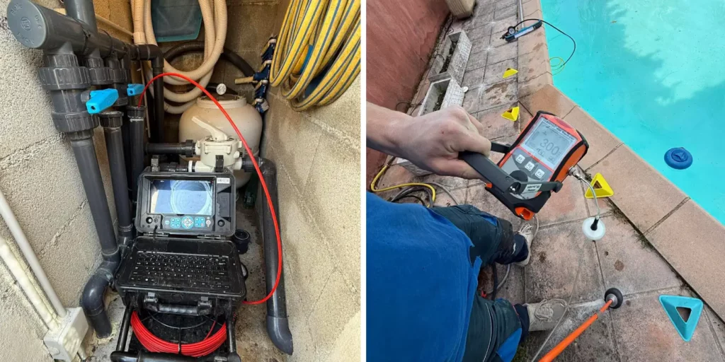 Détection de fuites sur piscine à Eauze. 2 detection de fuites eauze piscine camera plombier